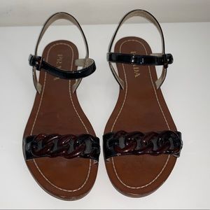 Prada sandals with beautiful tortoise chain link